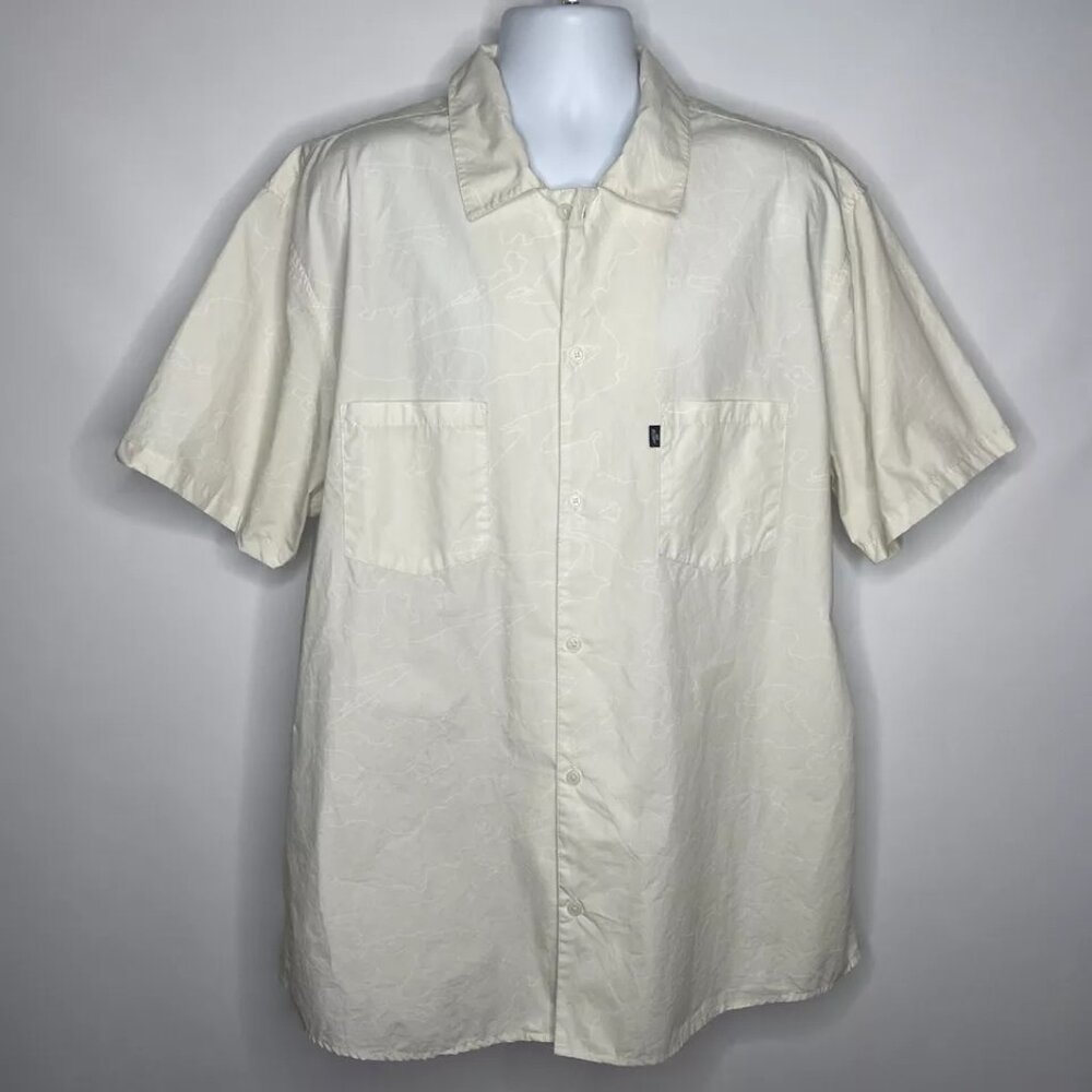 100 Thieves Ivory Cream White Abstract Printed Button Up Shirt